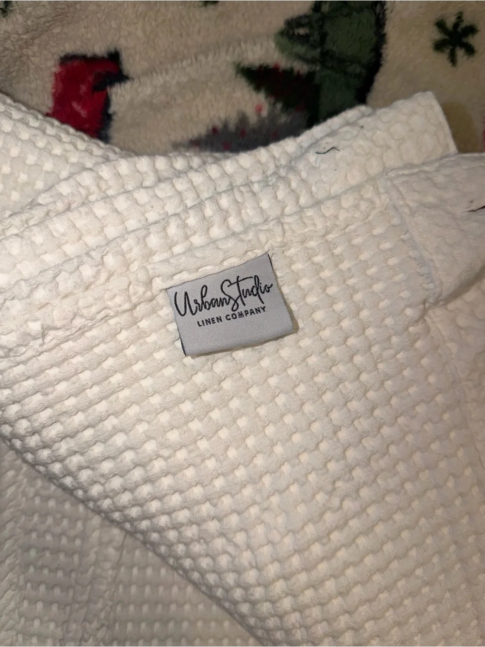 Soft Waffle Weave White Shower Curtain with Ruffle Edge